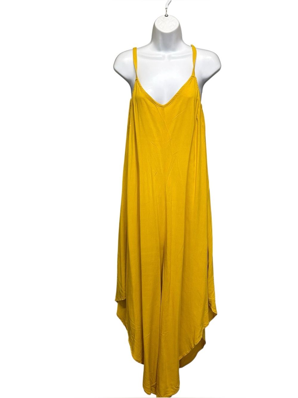 MSK Boho Wide Leg Mustard Yellow Harem Jumpsuit Size M